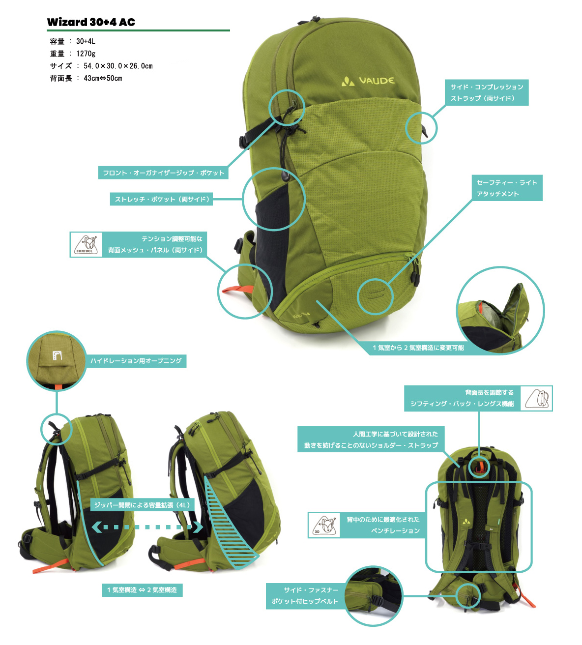 VAUDE（ファウデ） VAUDE 14568 Wizard 30+4 AC 容量30＋4L カラー