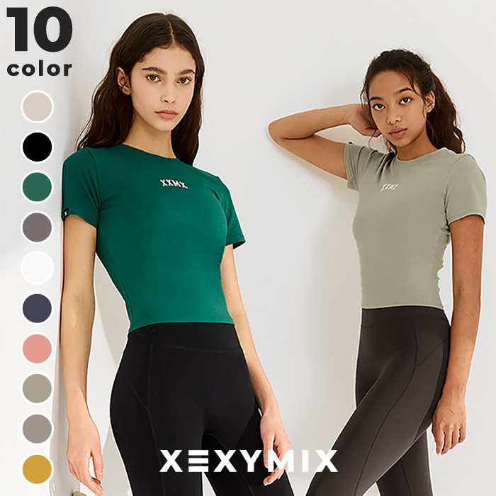 XEXYMIX ゼクシィミックス ゼクシーミックス クロップド丈 半袖 Tシャツ ヨガトップス ヨガウェア トップス XA5444G
