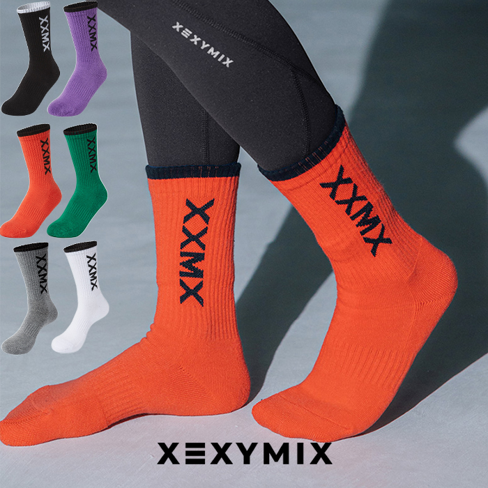 XEXYMIX ゼクシィミックス ゼクシーミックス ロゴ クルーソックス ソックス 靴下 くつ下 ヨガ ヨガウェア XE1101H｜xexymix