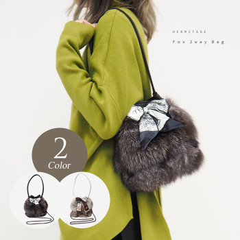 フォックス リアル ファー ポシェット ポーチ レディース 斜めがけ