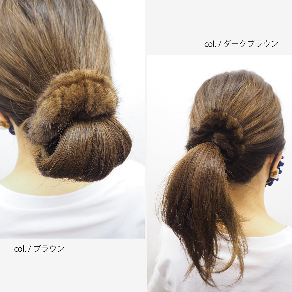 ミンク ファー シュシュ 日本製 ヘアゴム ヘアアクセサリー 髪留め