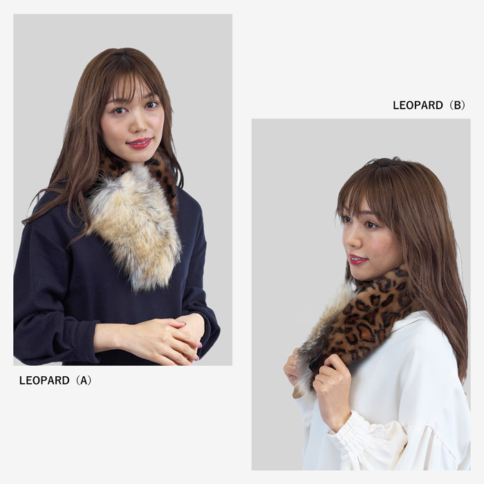 ミンク×ゴールデンアイランド フォックス レオパード柄 豪華 ストール ミンク×ゴールデンアイランド フォックス レオパード柄 豪華 ストール