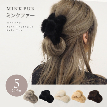 リアルファー ミンク MINK バンスクリップ 大きめ 毛皮 ヘアクリップ