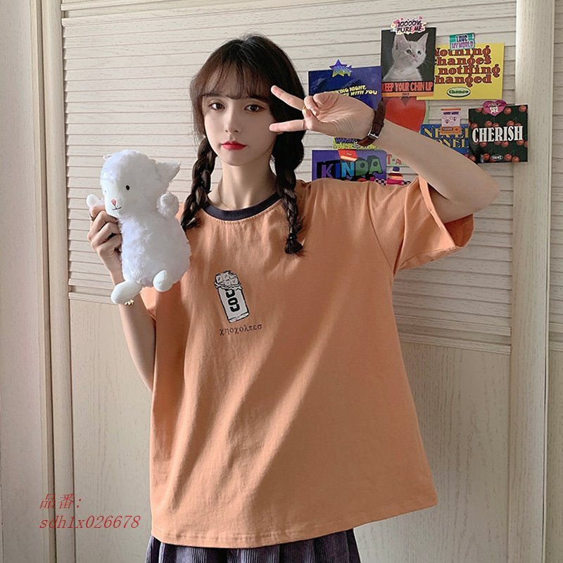 Tシャツ レディース 半袖 夏 ゆるい トップス ヒップホップ BF風 原宿系 韓国ファッション ストリート風 カジュアルおしゃれ ダンス  EGZjqZiH7R, トップス - monasterypodcast.com