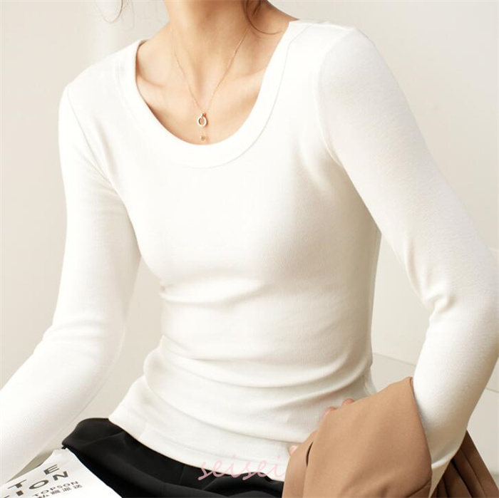 Tシャツ 長袖 レディース Uネック トップス カットソー きれいめ