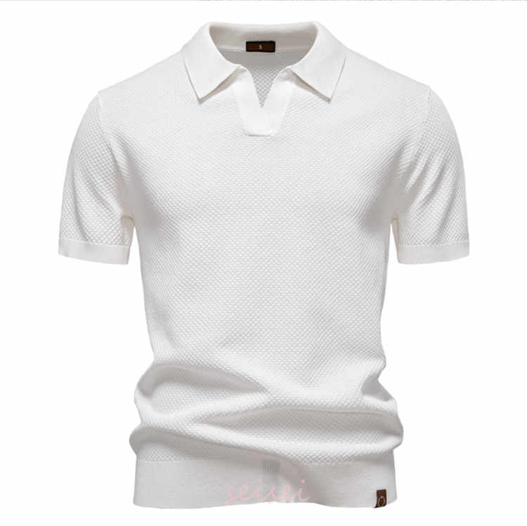 ホワイト ゴルフシャツ KSL22A Mサイズ ポロシャツ メンズ 半袖 夏 ゴルフ ゴルフシャツ 切り替え Shirt