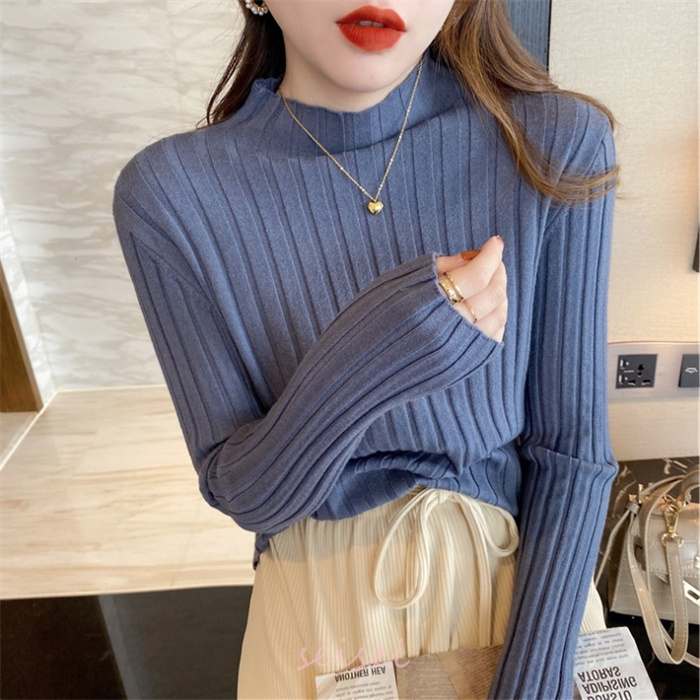ニットセーター レディース 40代 秋冬 ニットソー 長袖 丸首セータートップス オシャレブラウス ストライプ柄Tシャツ きれいめ 韓国風 大人可愛い 着痩せ ニット レディース トップス 秋冬 40代 長袖 薄手 ニットトップス