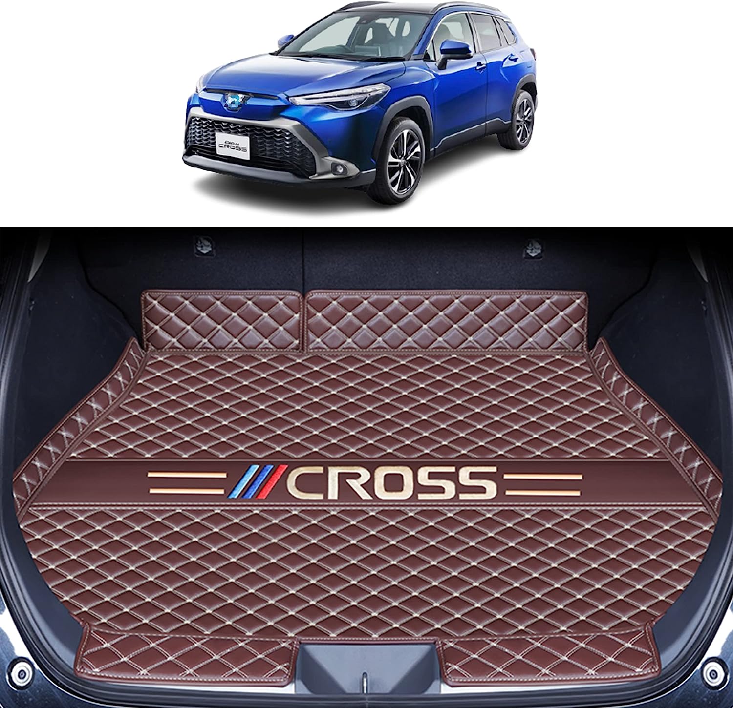 カスタム 車の トランクマット トヨタカローラクロス(Corolla CROSS) 2020 2021 に適用 XPE レザー ラゲッジマット カーゴマット フルセット防水車トランクマッ｜xixi68｜03