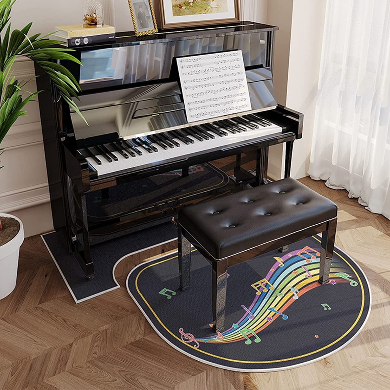 電子ピアノ 専用マット 防音対策マット ピアノ鍵柄 モダン 異型 チェア