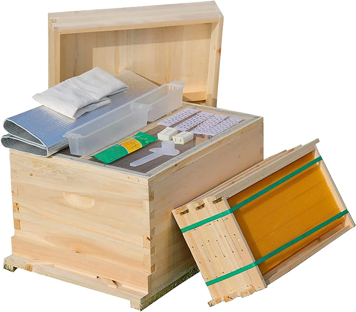 ミツバチ 巣箱 みつばちの 養蜂箱 ミツバチに適した6フレームの完全な巣箱キット(55*45*34cm)｜xixi68｜03