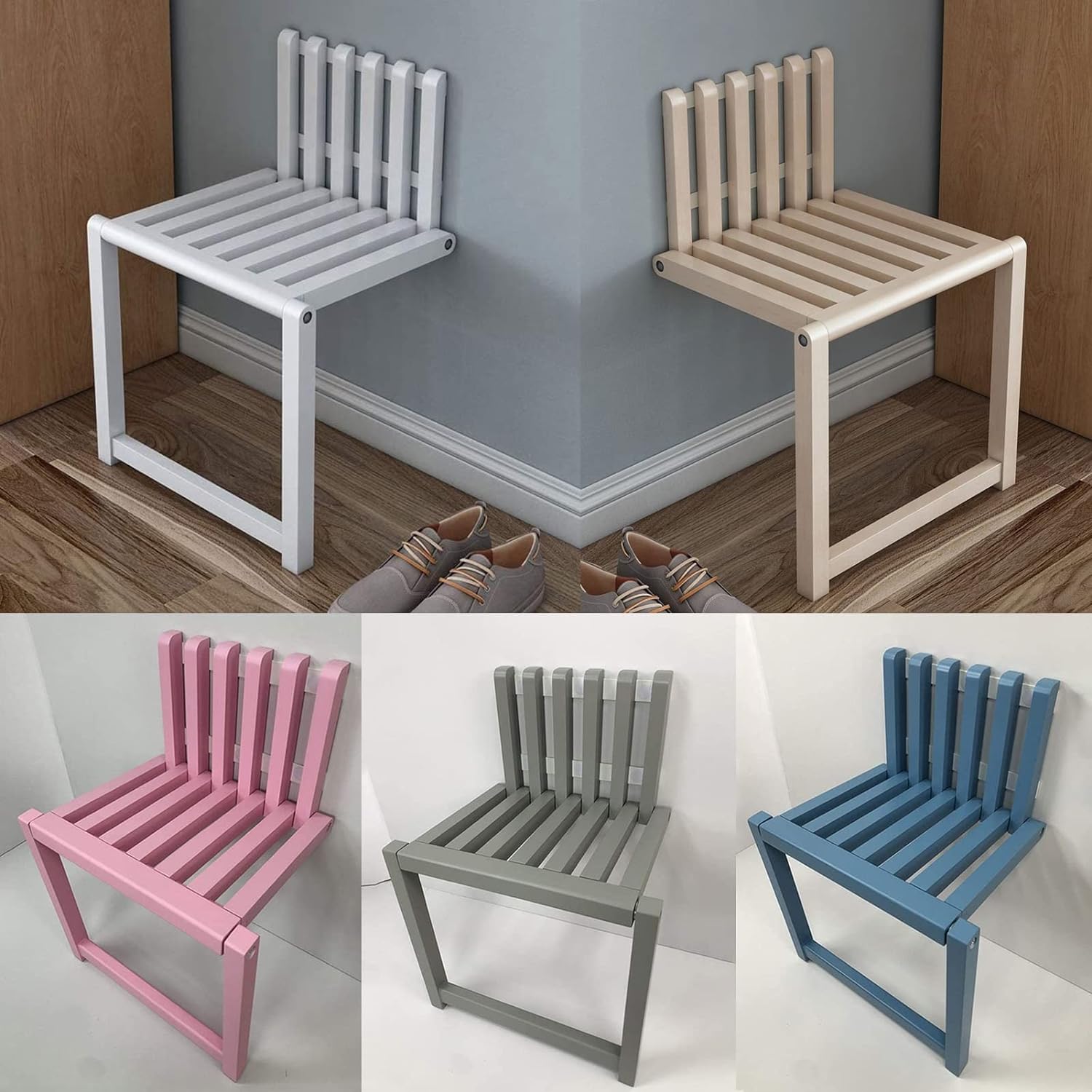 玄関スツール おりたたみ、靴とスツールの目に見えない椅子、壁掛け