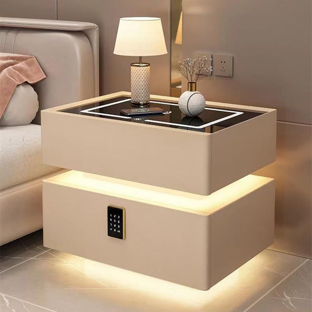 引き出し付きモダンなベッドエンドテーブル スマートベッドサイド