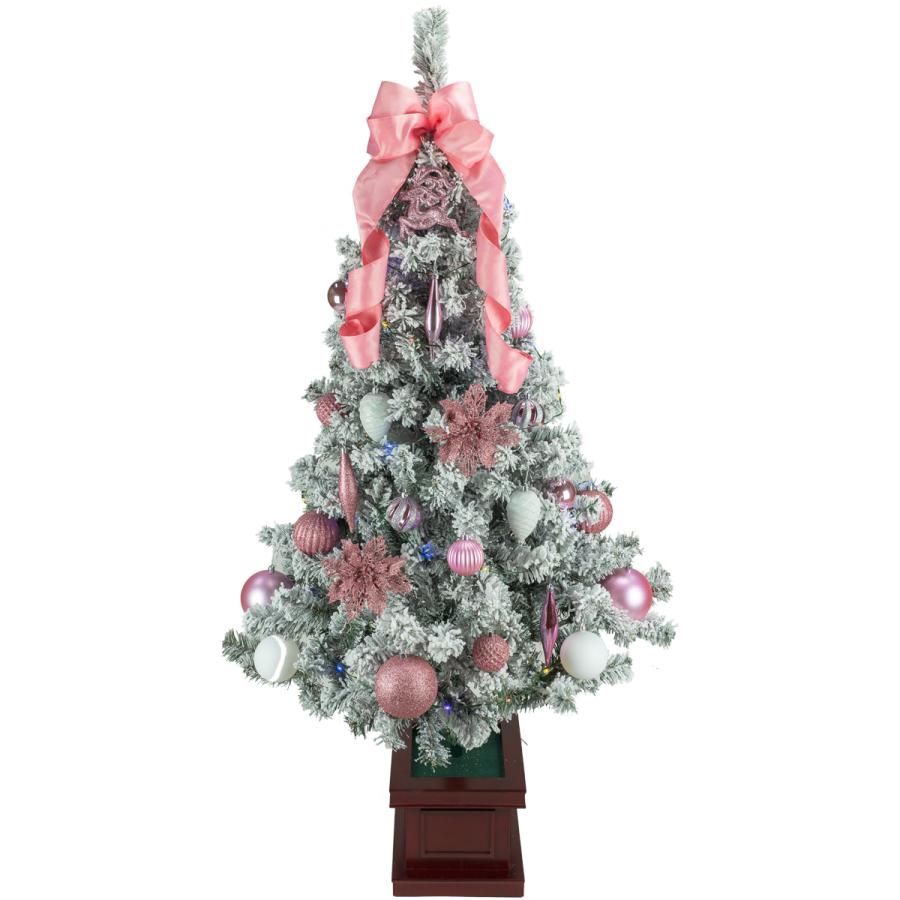 クリスマスツリー　240cm　雪化粧　セツトツリー　木製　オーナメント　フロストツリー　北欧　雪付き　雪　led　ピンク　ホワイト　スノー　ポット　おしゃれ　業務用