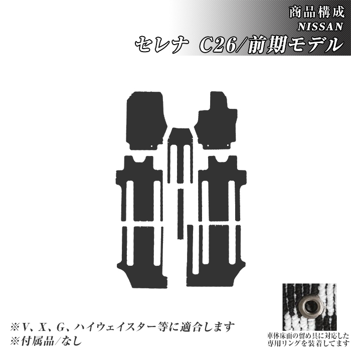 日産（NISSAN） ゴムマット セレナ C26 前期型 フロアマット 防水 撥水