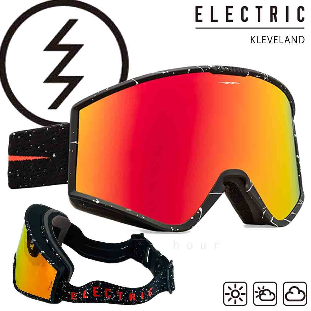 スノーボード スノボー ブランド ゴーグル エレクトリック ELECTRIC KLEVELAND メンズ レディース スキー スノーゴーグル ミラー  くもり止め 眼鏡対応 黒 レッド