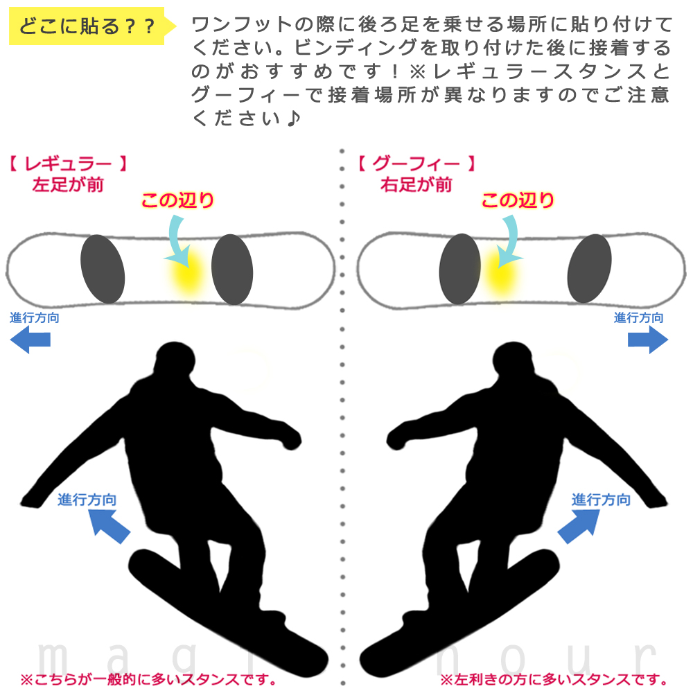送料無料 スノーボード デッキパッド 滑り止め スノボ 板 デッキパット クリア 透明 ステッカー 大判 シンプル かわいい アクセサリー ピンク ブルー Vicky コンビニ受取対応商品