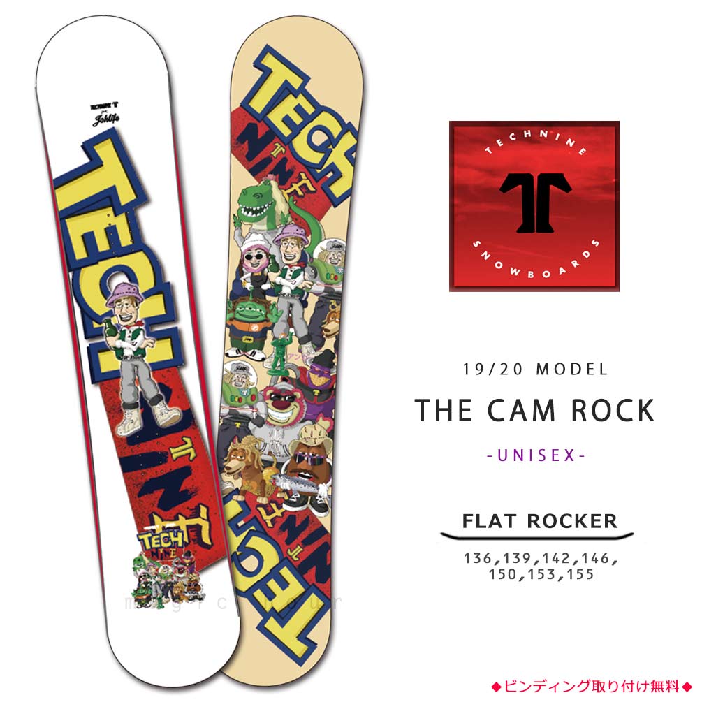 スノーボード 板 メンズ レディース 単品 2021 TECH NINE テックナイン CAMROCK JP グラトリ フラット ロッカー ツイン  パーク かわいい トイストーリー 白