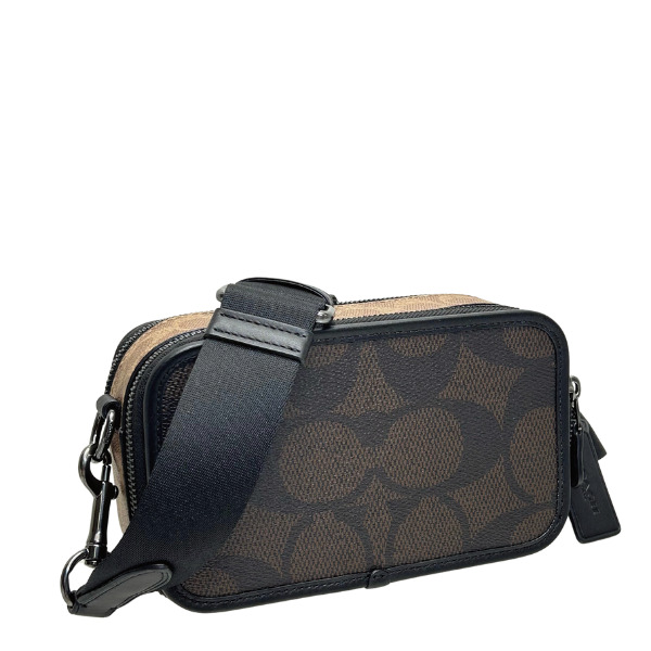 コーチ バッグ メンズ COACH ショルダーバッグ ブロックド シグネチャー ワイアット クロスボディ CAB80 QBXI8 ウォルナット×タン COACH（コーチ） バッグ メンズ ショルダーバッグ ブロックド