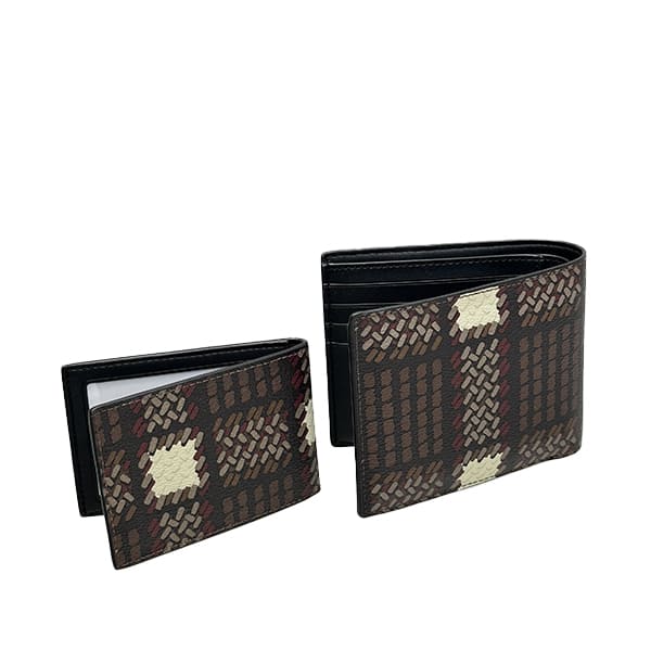 i*i様 COACH ストライプレザー三つ折り財布 販売正本 COACH コーチ 折り財布 ベージュ レザー 三つ折り財布 【公式 小物