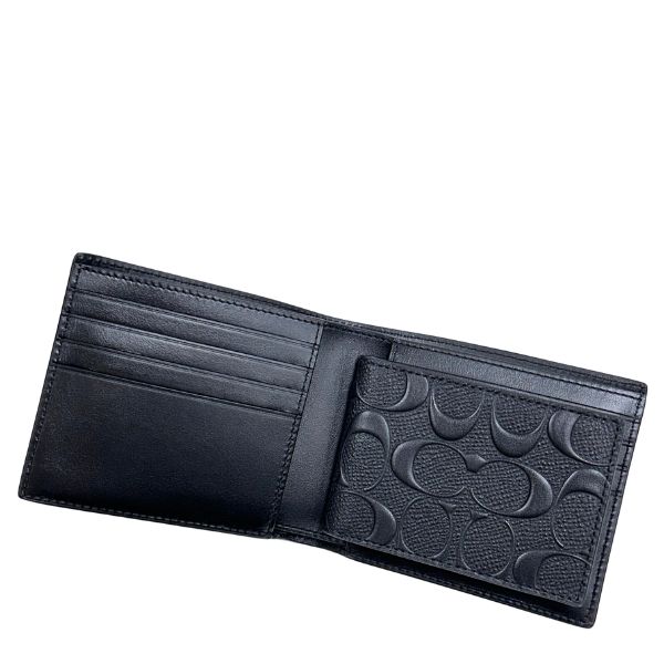 COACH 三つ折り財布 黒 モノグラム COACH（コーチ） 財布 メンズ 折り財布 シグネチャー レザー 3in1