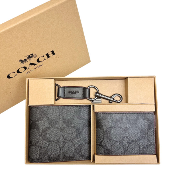 新品　COACH　カードウォレット　折り財布　日本限定　メンズ COACH コーチ 財布 メンズ 折り財布 シグネチャー 3in1