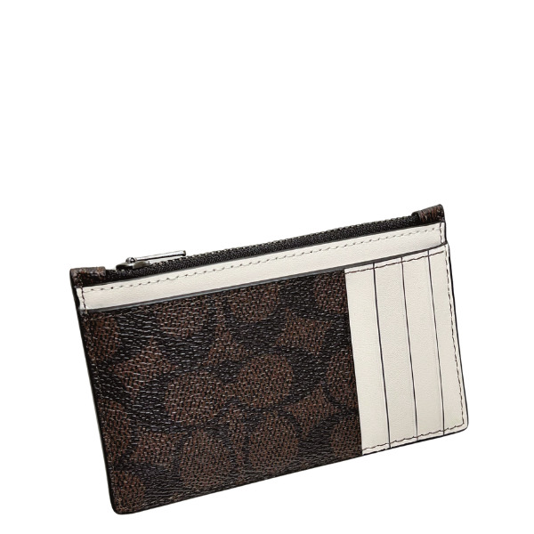 コーチ カードケース メンズ レディース COACH シグネチャー ジップ カードケース CV764 QBXIC ウォルナット×チョーク COACH（コーチ） カードケース メンズ レディース シグネチャー ジップ