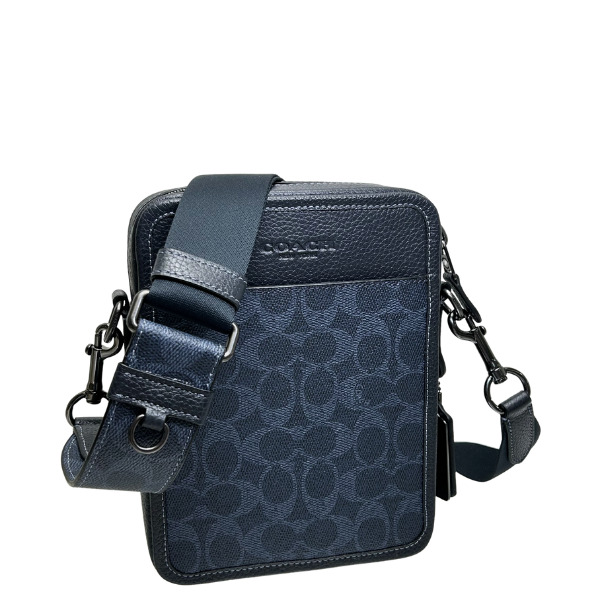 COACH ネイビー ショルダー ロゴ入り COACH コーチ バッグ メンズ ショルダーバッグ シグネチャー