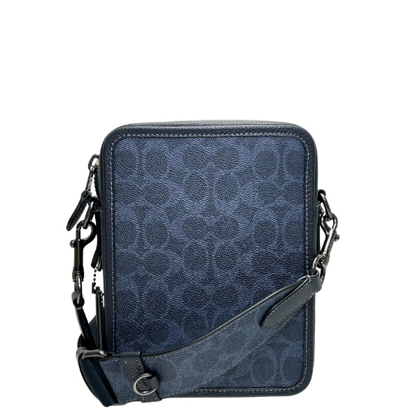COACH ネイビー ショルダー ロゴ入り COACH コーチ バッグ メンズ ショルダーバッグ シグネチャー