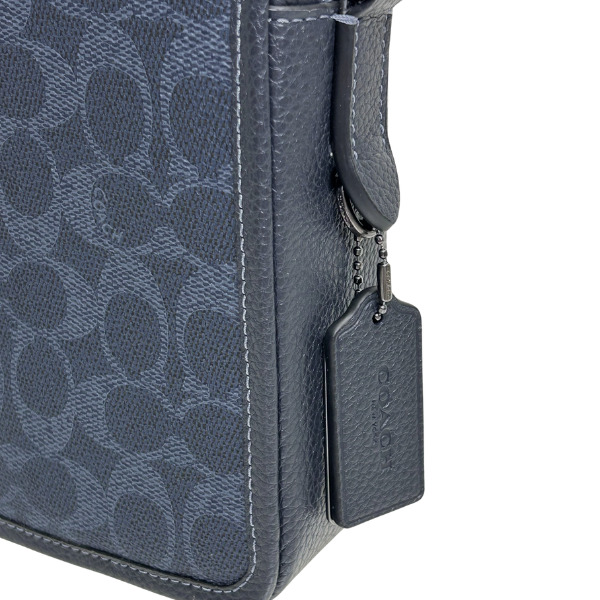 COACH ネイビー ショルダー ロゴ入り COACH コーチ バッグ メンズ ショルダーバッグ シグネチャー