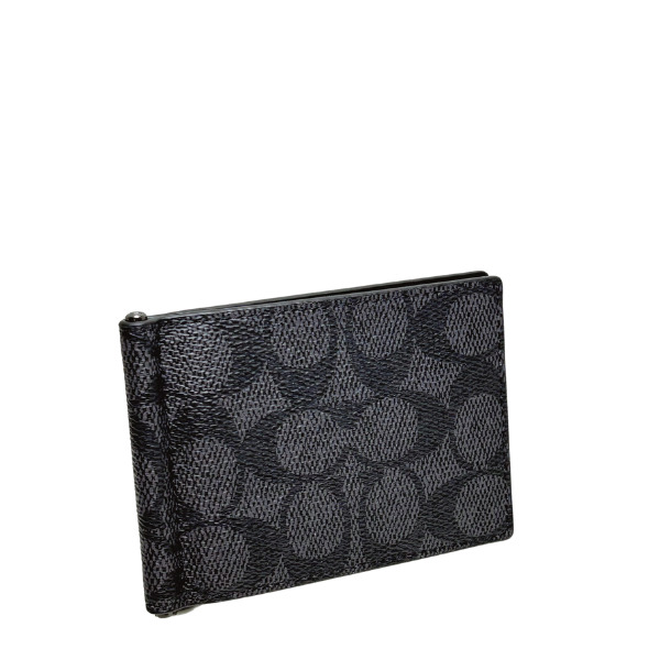 COACH マネークリップ 新品 チャコール ブラック 最新作 限定品 メンズ COACH（コーチ） 財布 メンズ アウトレット シグネチャー スリム ビル