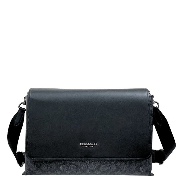 美品 COACH コーチ メッセンジャー ショルダーバッグ  黒 70283 コーチ アウトレット ショルダーバッグ メンズ スリム メッセンジャー