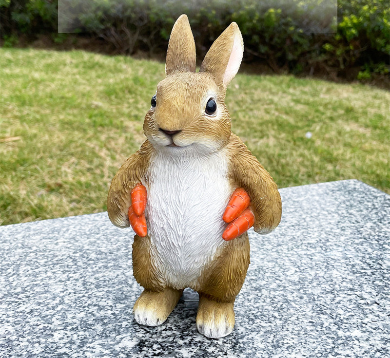 ガーデンオーナメント 置物 にんじんウサギ - 可愛らしいウサギの