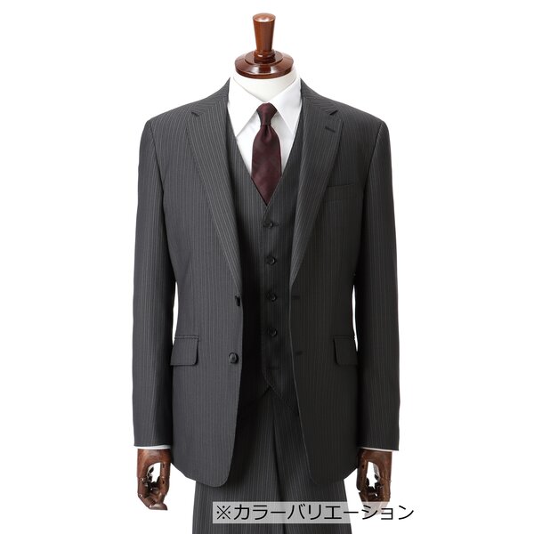 ワイドフィット ブラック スラックス パンツ AOYAMA 【洋服の青山】スリーピース スーツ メンズ スリム 春夏 秋冬