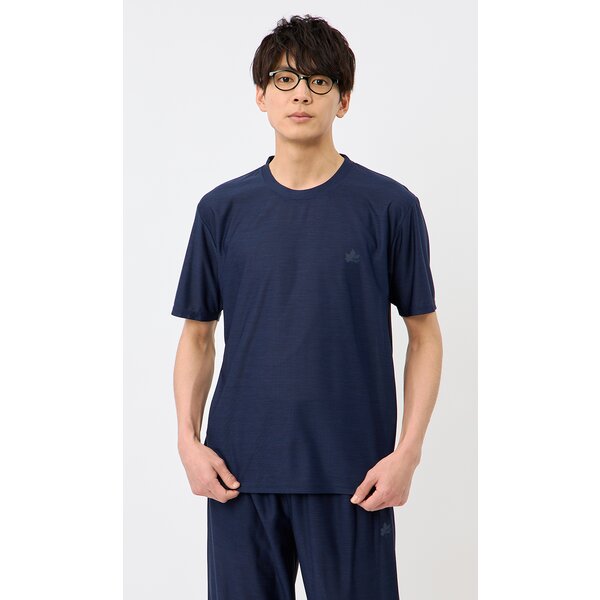 AOYAMA 【洋服の青山】春夏 ネイビー系 カチオン杢DRY Tシャツ