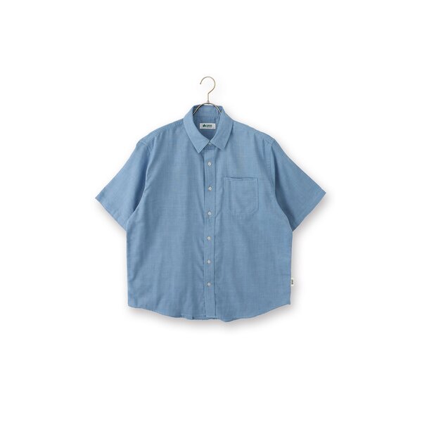 AOYAMA 【洋服の青山】LOGOS ダブルガーゼデニム調 カジュアルシャツ