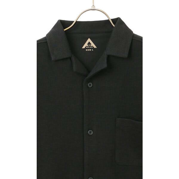 AOYAMA 【洋服の青山】らくリッチ ワッフル開襟シャツ 半袖 メンズ 春
