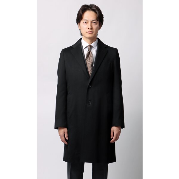 キンロックアンダーソン カシミヤ100％ チェスターコート 黒 LL*LD912 AOYAMA 【洋服の青山】カシミヤ100％ プレミアム チェスターコート
