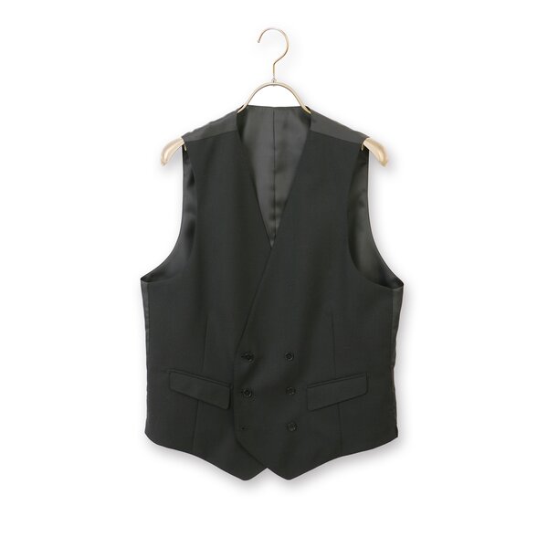 ヤマダヤ 新品未使用　ブラックダブルボタンベスト AOYAMA 【洋服の青山】ダブルブレスト ベスト だけ ジレ メンズ スリム