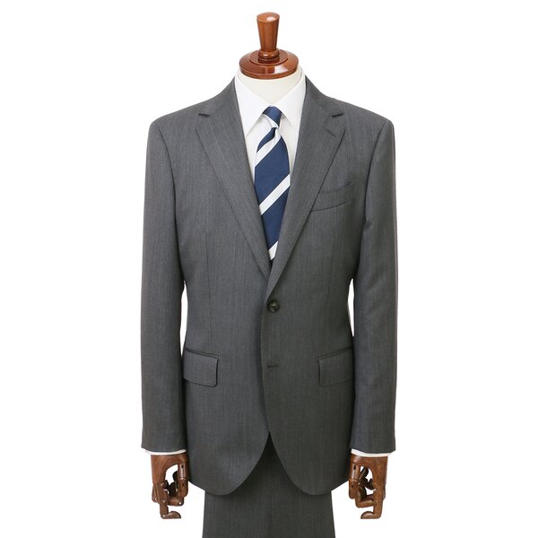【E6・2パンツ】大きいサイズ スーツ セットアップ ウール100 グレー AOYAMA 【洋服の青山】プレミアム ウール100% 2パンツ スーツ メンズ