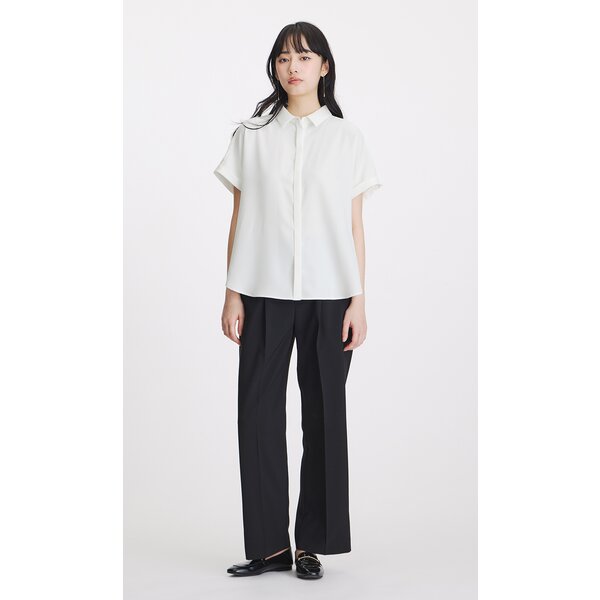 AOYAMA 【洋服の青山】レディース 半袖 夏 シャツカラーブラウス