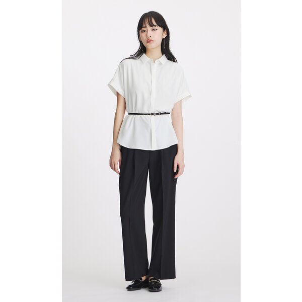 AOYAMA 【洋服の青山】レディース 半袖 夏 シャツカラーブラウス