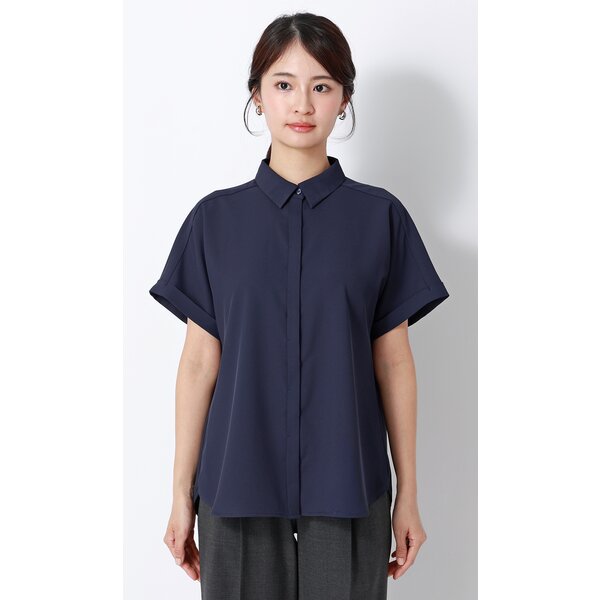 AOYAMA 【洋服の青山】レディース 半袖 夏 シャツカラーブラウス
