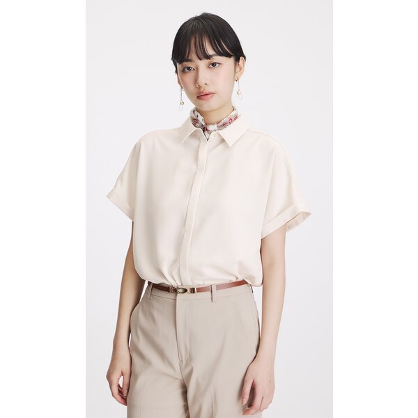 AOYAMA 【洋服の青山】レディース 半袖 夏 シャツカラーブラウス