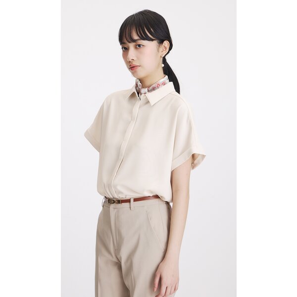AOYAMA 【洋服の青山】レディース 半袖 夏 シャツカラーブラウス