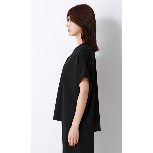 AOYAMA 【洋服の青山】春夏 ブラック系 キーネックブラウス【半袖