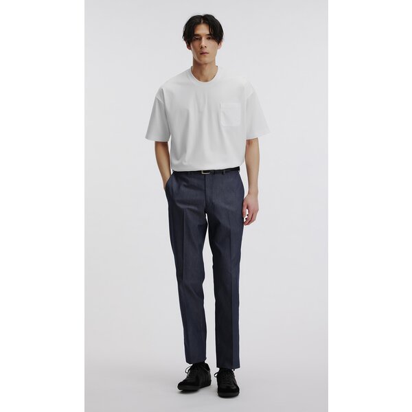 AOYAMA 【洋服の青山】スラックス メンズ ネイビー 紺 春夏 デニム風