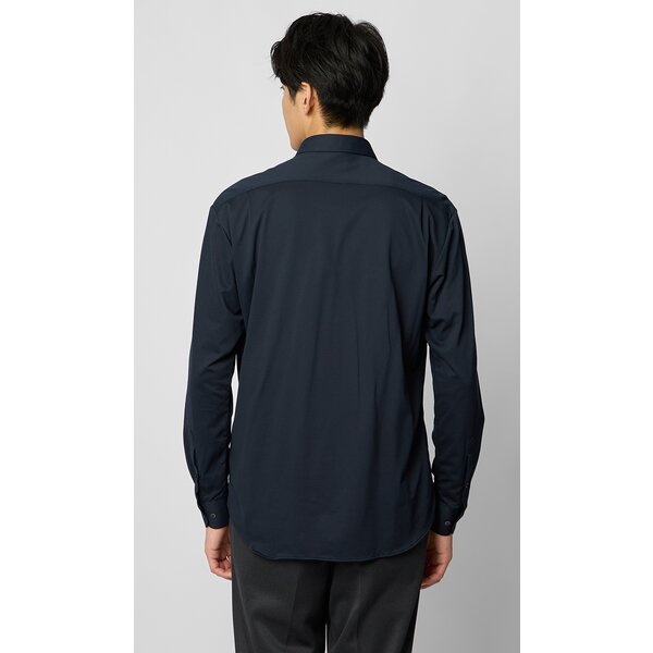 AOYAMA 【洋服の青山】ニットシャツ 長袖 メンズ 春夏 秋冬 ネイビー