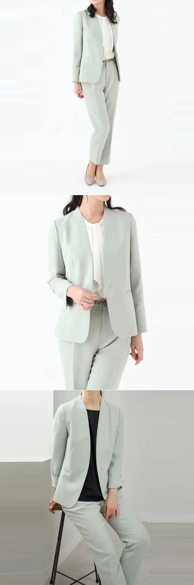 洋服の青山 レディーススーツ ジャケット&スカート セット 15号 AOYAMA 【洋服の青山】5〜15号 春夏秋冬 フロントホックVカラー