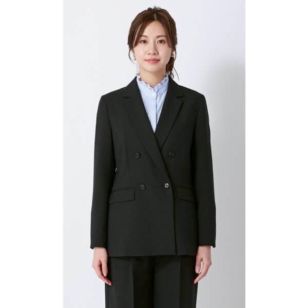 レディース　スーツ　ウォッシャブル　青山 AOYAMA 【洋服の青山】ダブルジャケット レディース 春夏秋冬 ブラック