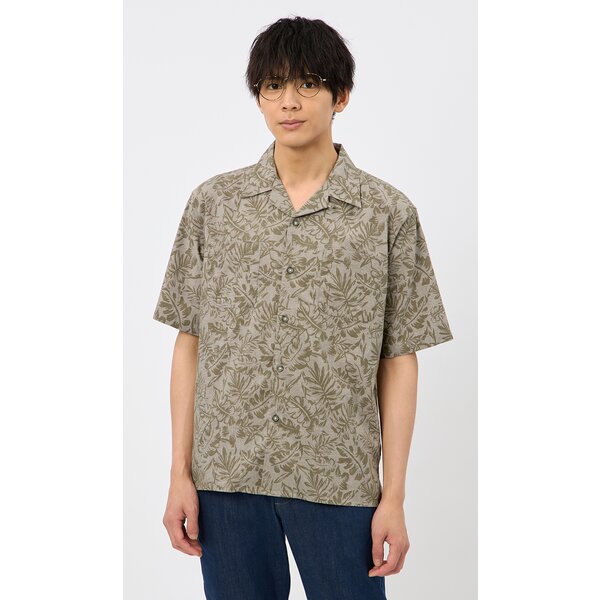 AOYAMA 【洋服の青山】カジュアルシャツ 半袖 メンズ 盛夏 カーキ 緑